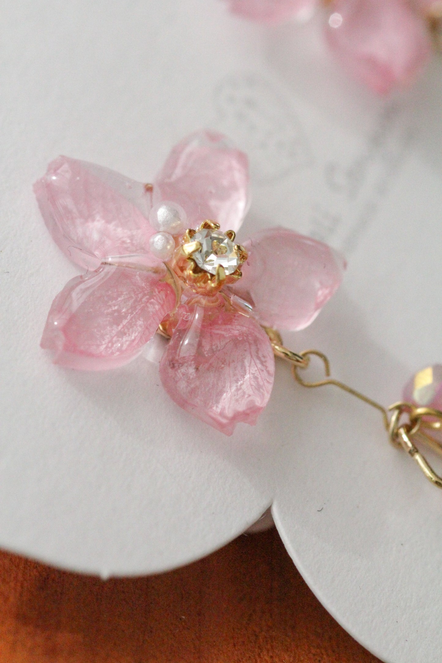 Someiyoshino Sakura Earrings with Petal and Bead Bouquet No.2 #S012
