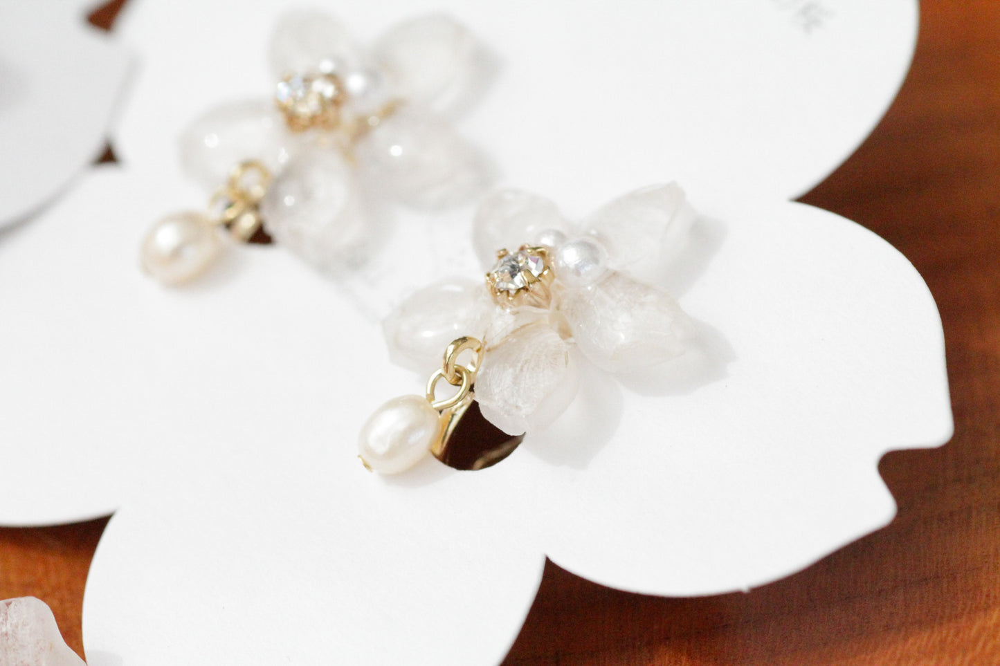 Small Someiyoshino Sakura Earrings with Pearl #S040
