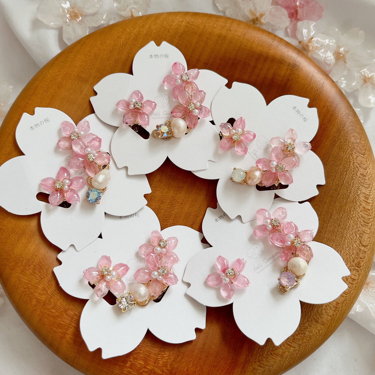 Someiyoshino Double Sakura Earring and Ear Cuff #S028