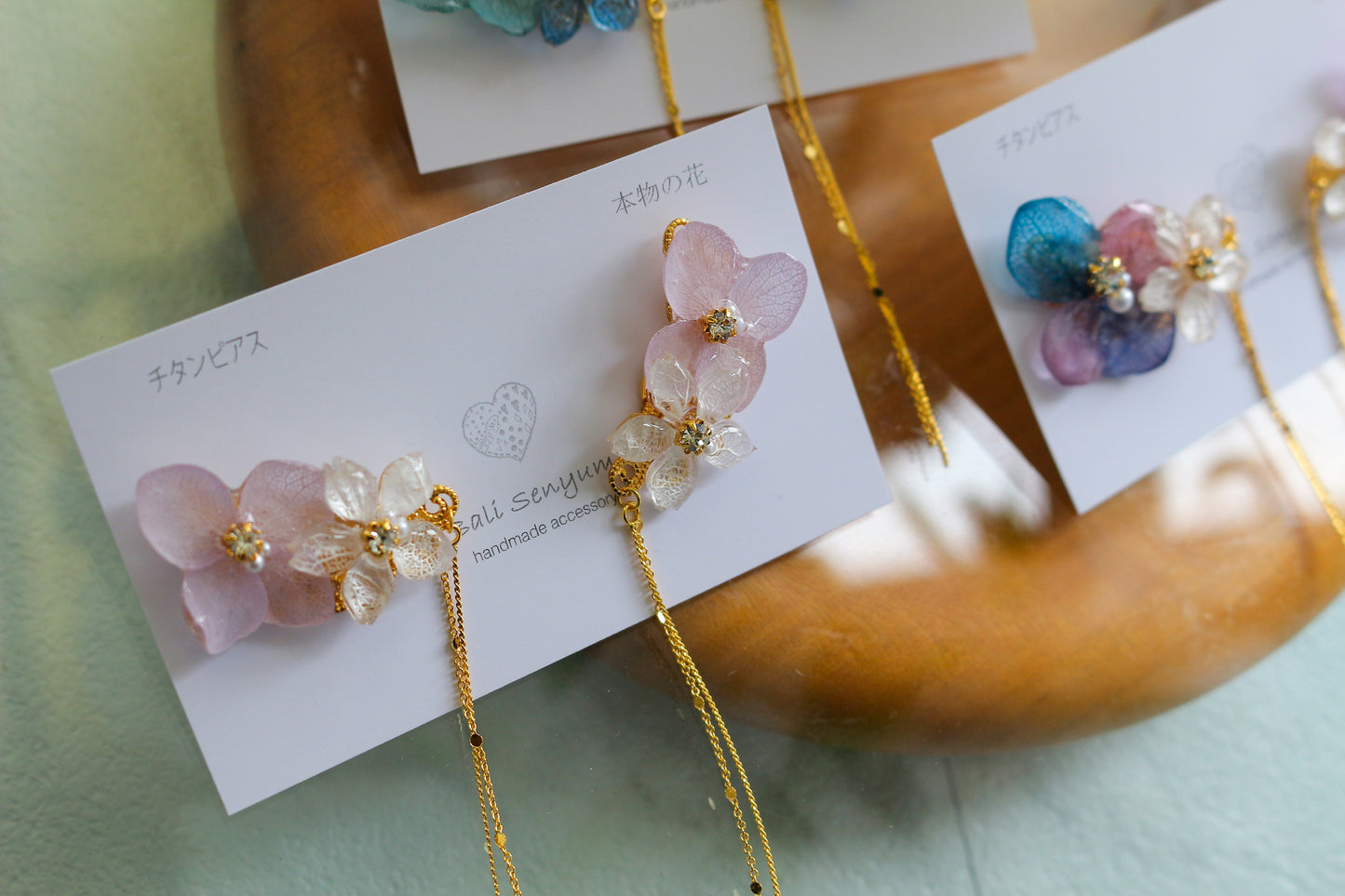 Hydrangea Flying Butterfly No.35- Titanium Pierce(ピアス)