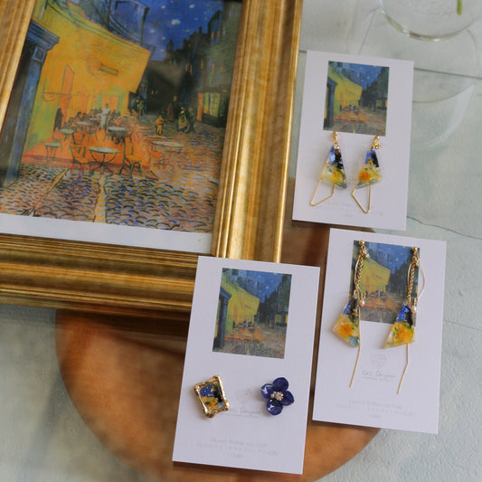 Gogh Inspired Earrings Café Terrace at Night -夜のカフェ・テラスフォーラム広場