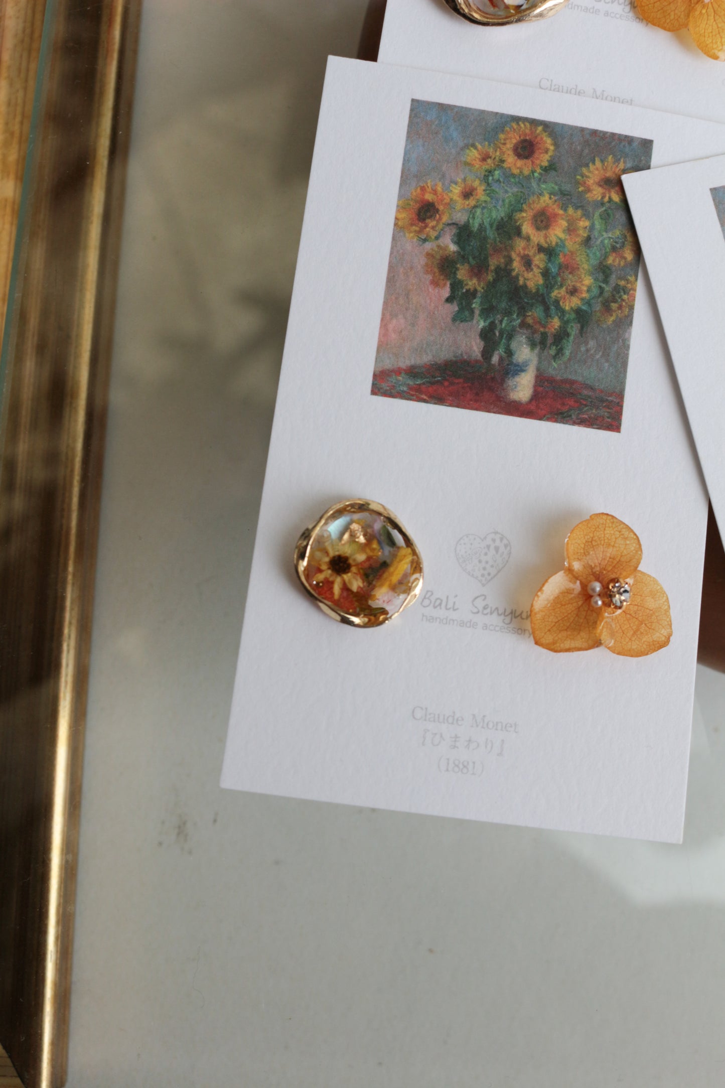 Monet Inspired Flower Earrings No.11 イヤリング Clip-on ひまわり