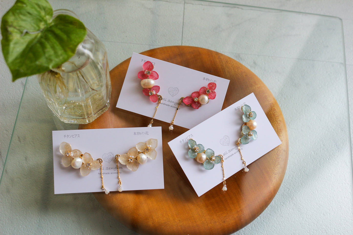 Hydrangea Pearl Flower Earring No.3