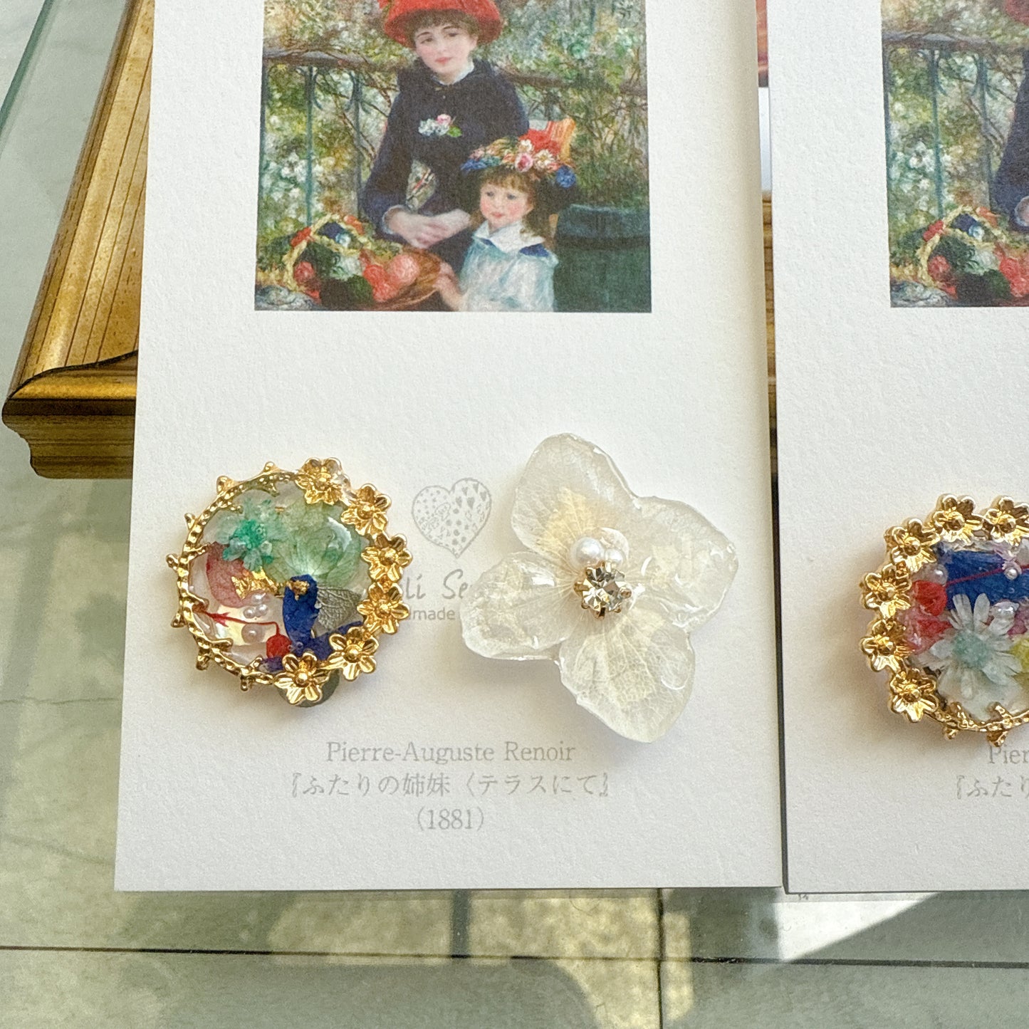Renoir Inspired Flower Earrings No.2 イヤリング Clip-on "ふたりの姉妹"
