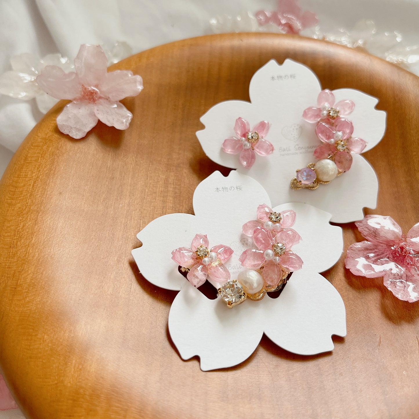 Someiyoshino Double Sakura Earring and Ear Cuff #S028