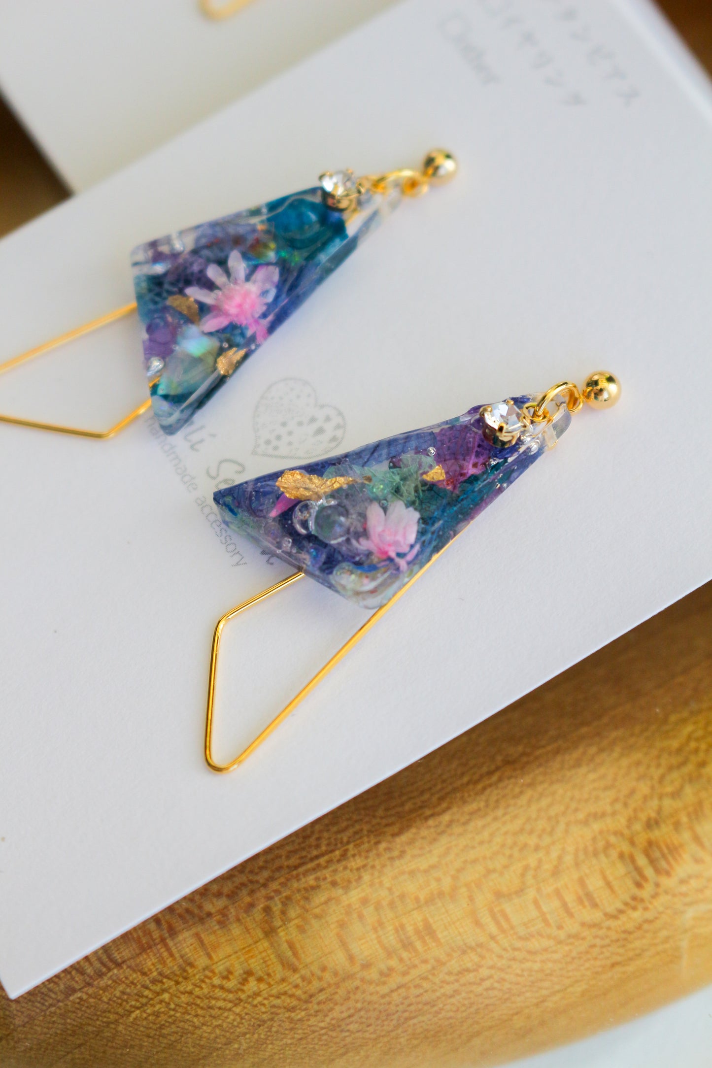 Claude Monet Water Lilies Inspired Triangular Floral Earrings - No.8