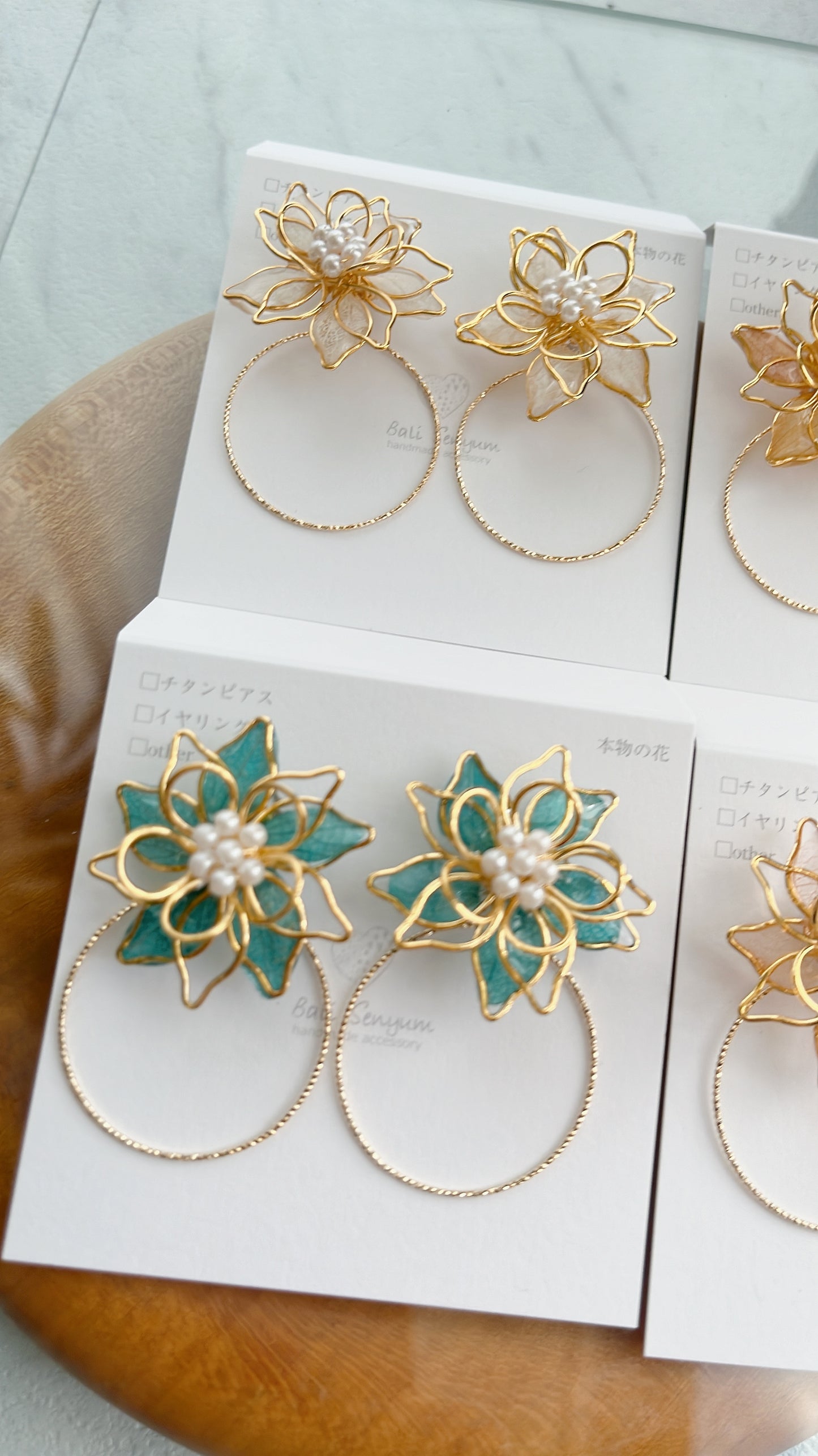 Three Layer Flower with Hoop Earrings with Color No.1