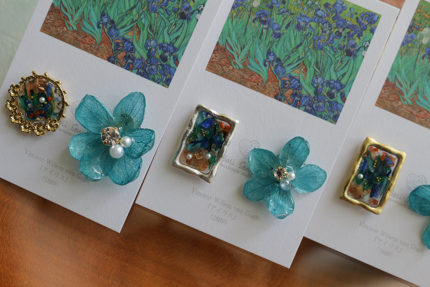 Gogh Inspired Flower and Medallion No.3 イヤリング Clip-on アイリス