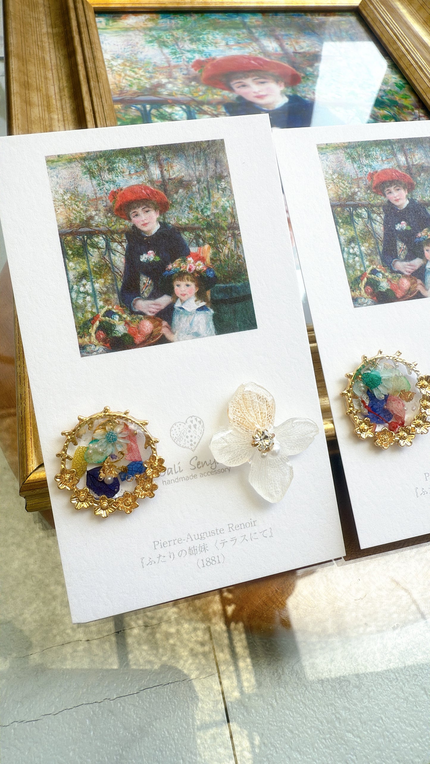 Renoir Inspired Flower Earrings No.2 イヤリング Clip-on "ふたりの姉妹"