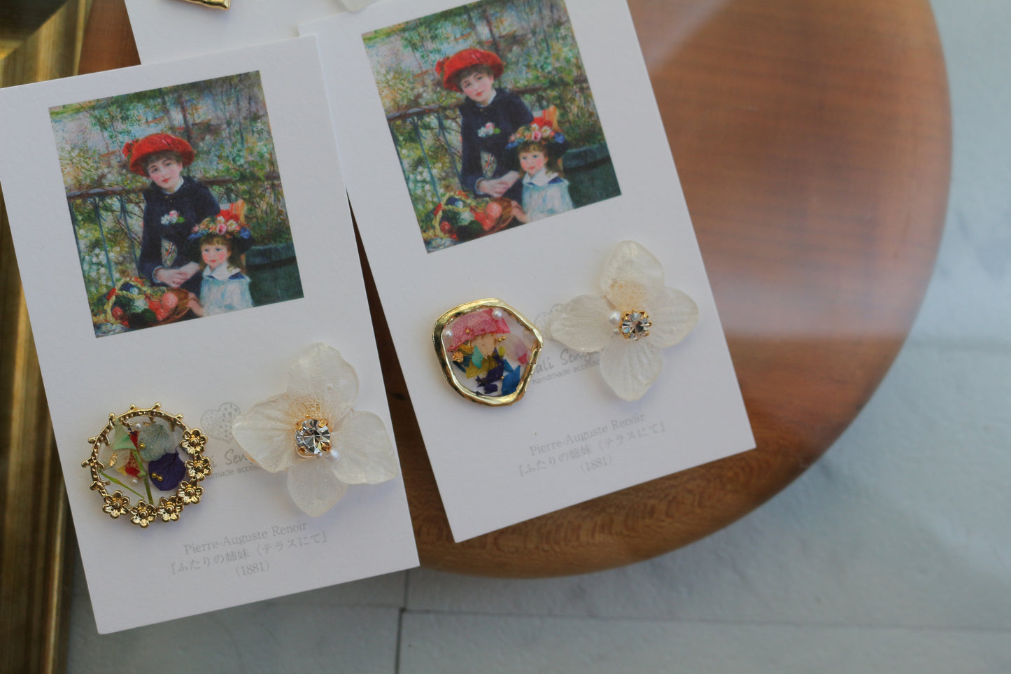 Renoir's Two Sisters Inspired Flower Earrings No.8 ピアスTitanium Pierce "ふたりの姉妹"