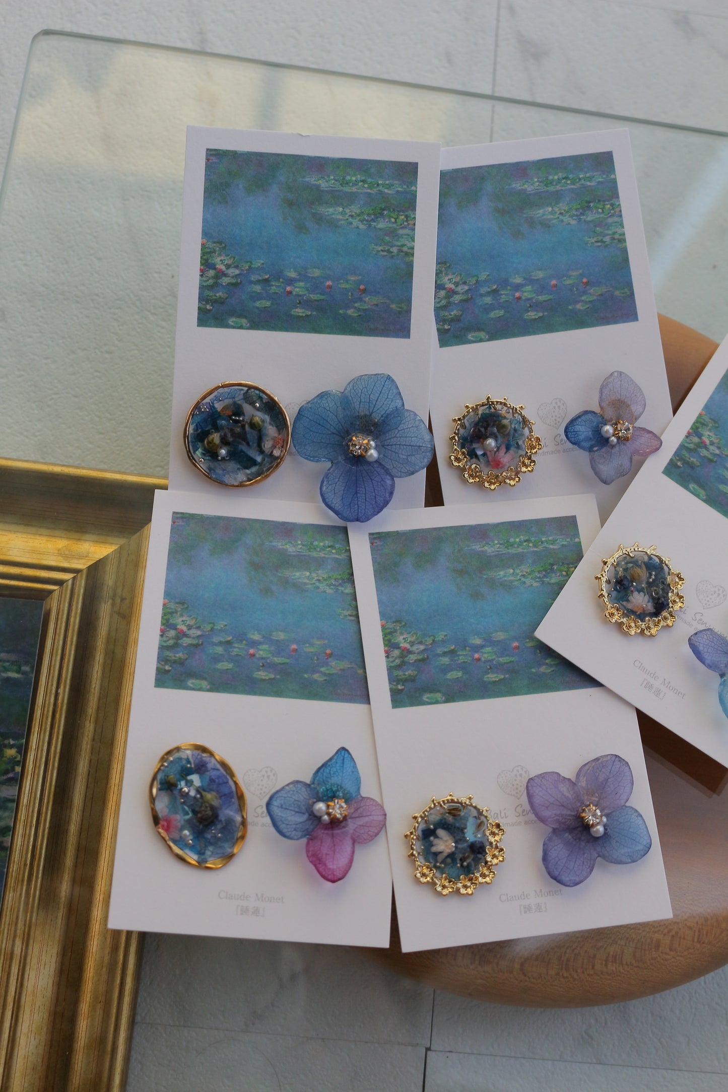 Monet Inspired Flower and Medallion No.11 ピアスTitanium Pierce 睡蓮