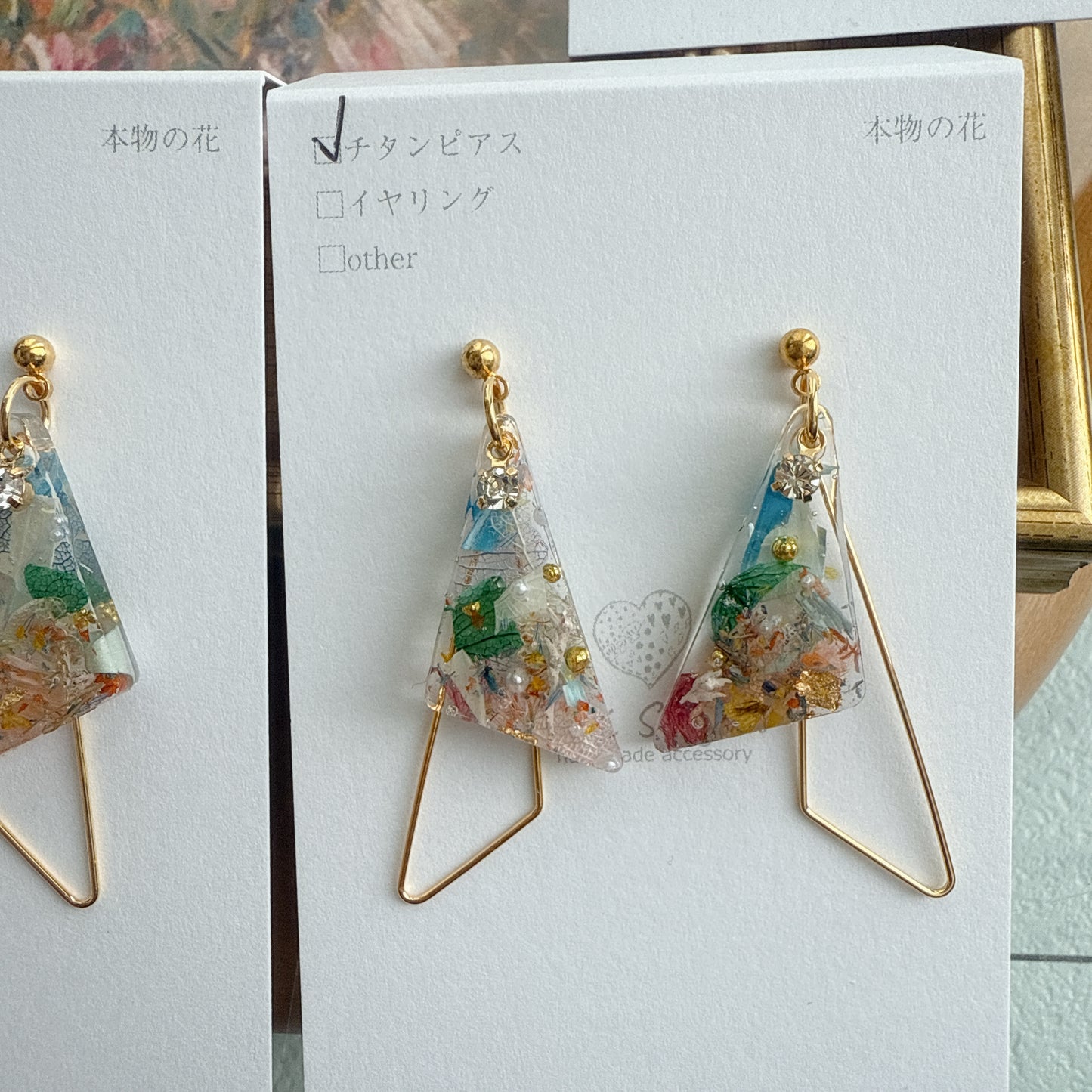 Claude Monet Woman with a Parasol Inspired Earrings - 散歩 日傘をさす女性 No.5