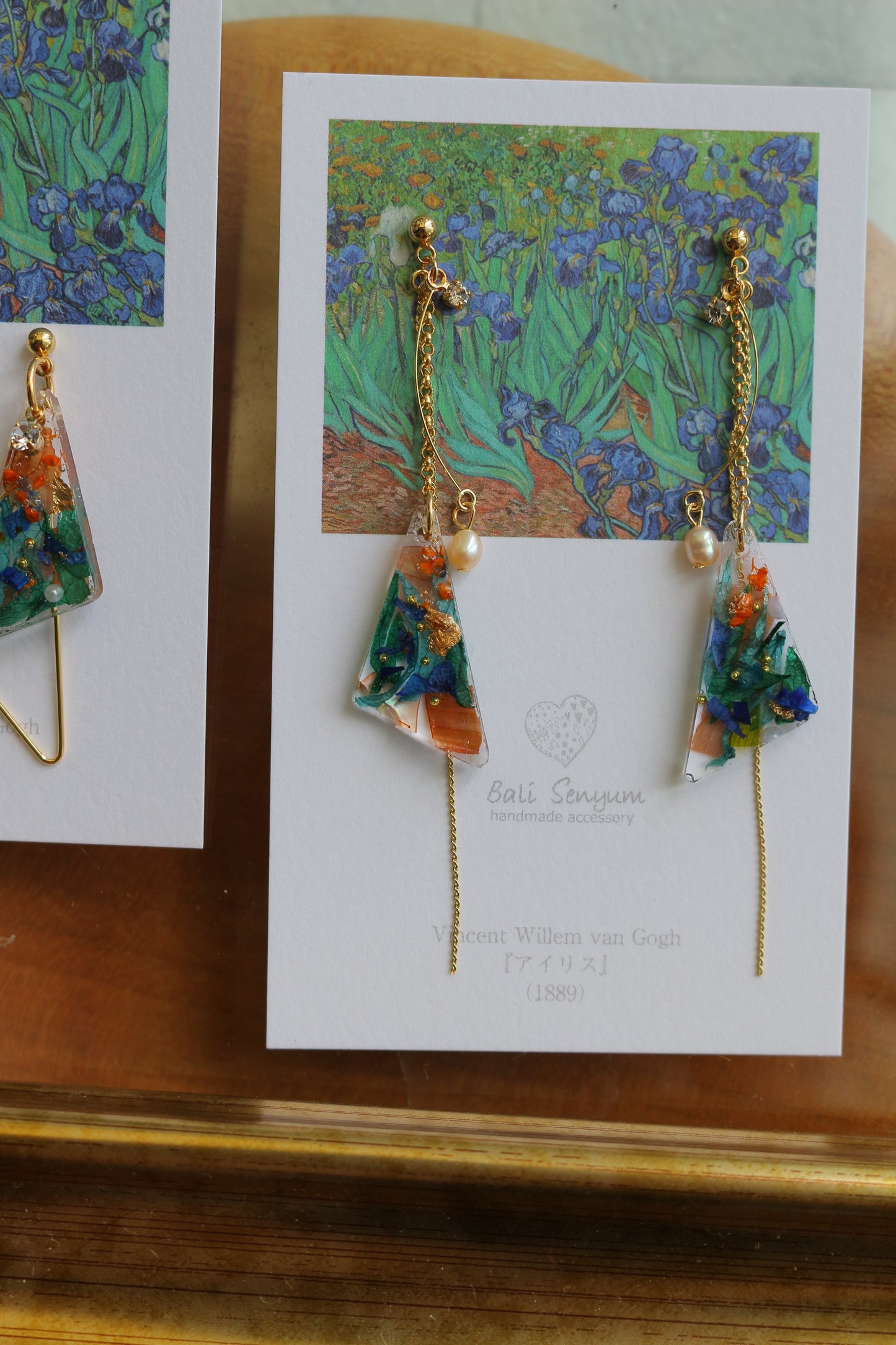 Gogh Inspired Triangular Floral Earrings-アイリス