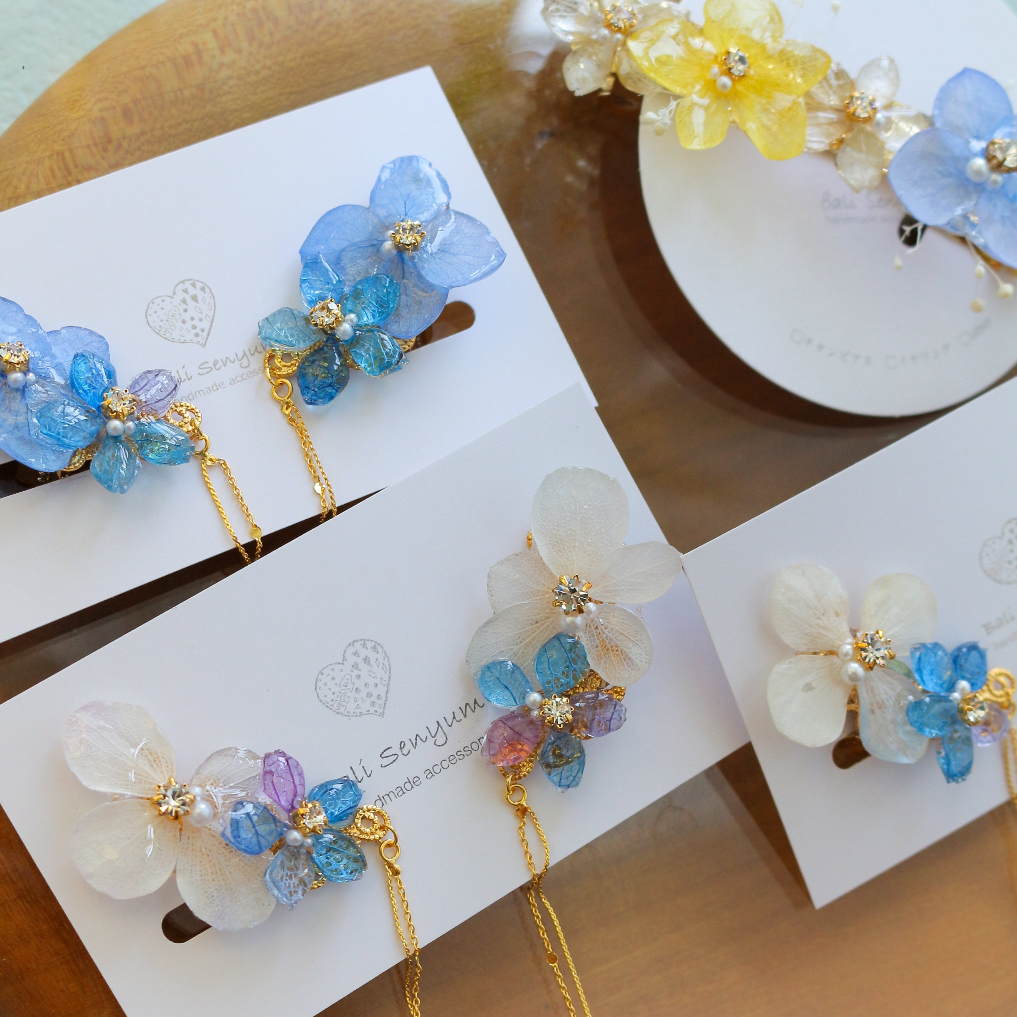 Mois ハンドメイド hyderangea イヤリング Hydrangea Flying Butterfly No.32 - Clip-on(イヤリング