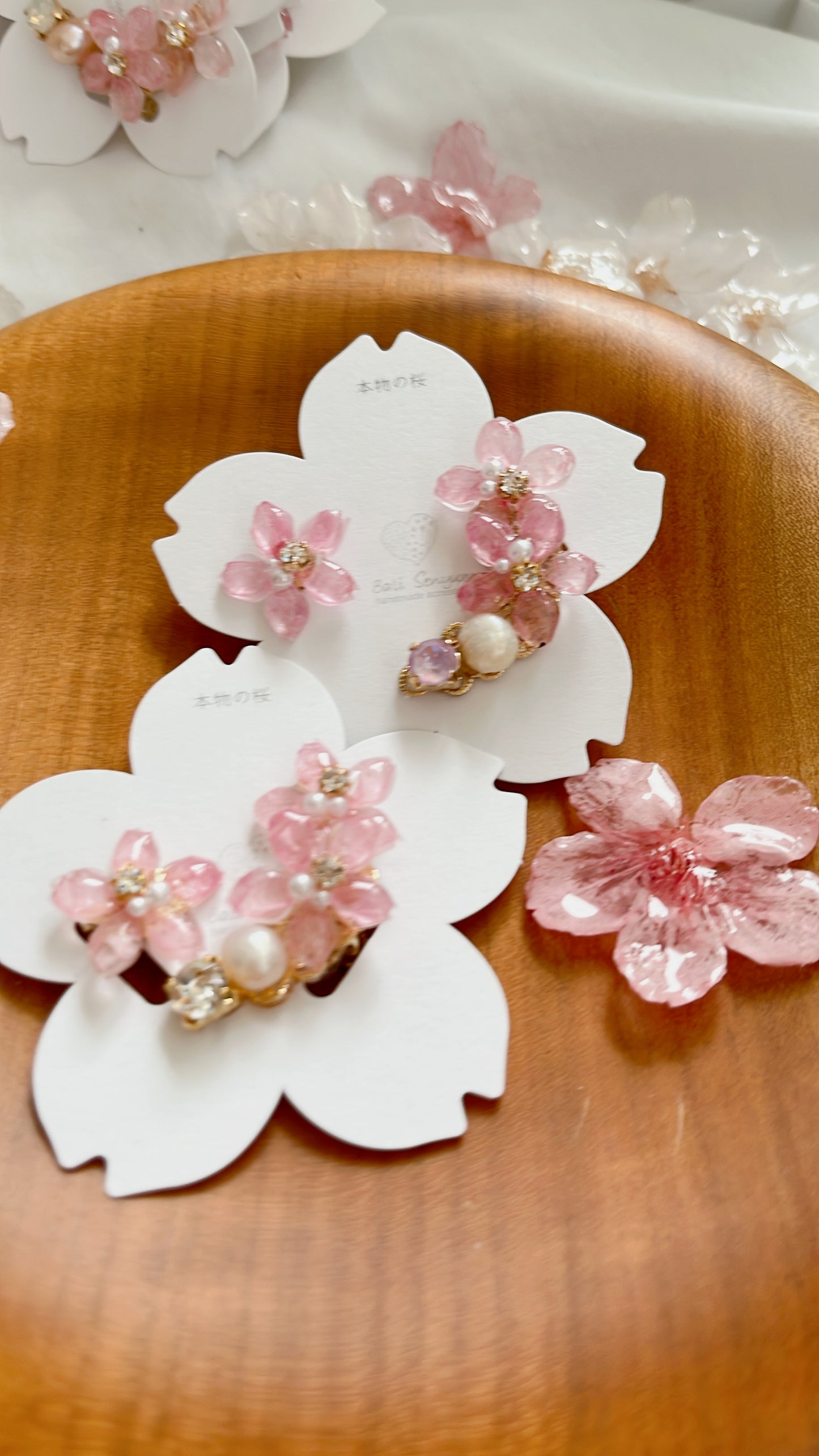 Someiyoshino Double Sakura Earring and Ear Cuff #S028