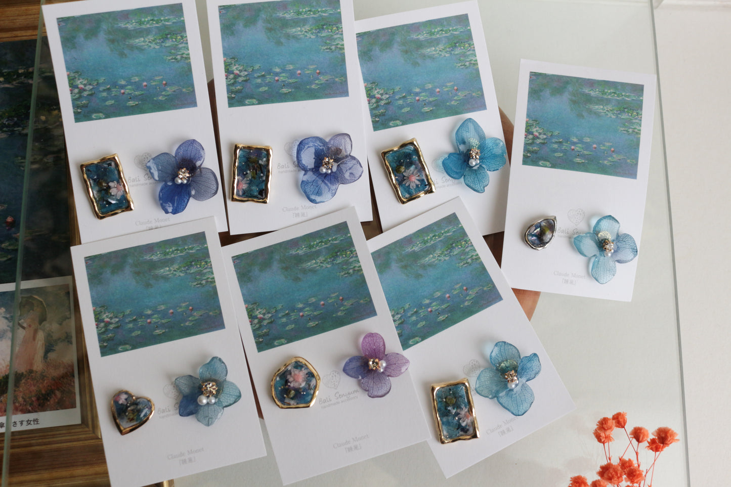 Monet Inspired Flower and Medallion No.15 ピアスTitanium Pierce 睡蓮