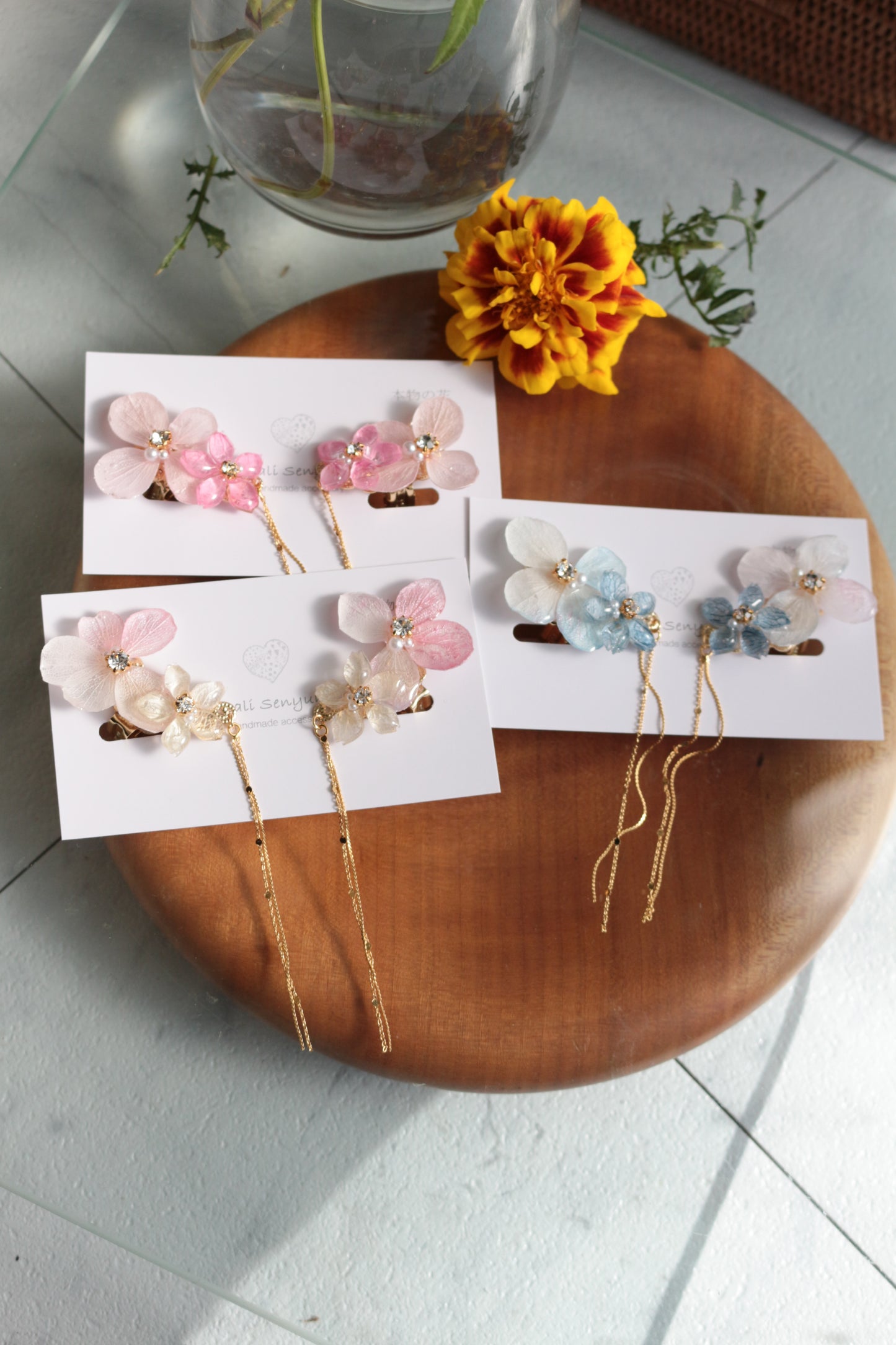 Hydrangea Flying Butterfly No.42 - Clip-on(イヤリング)