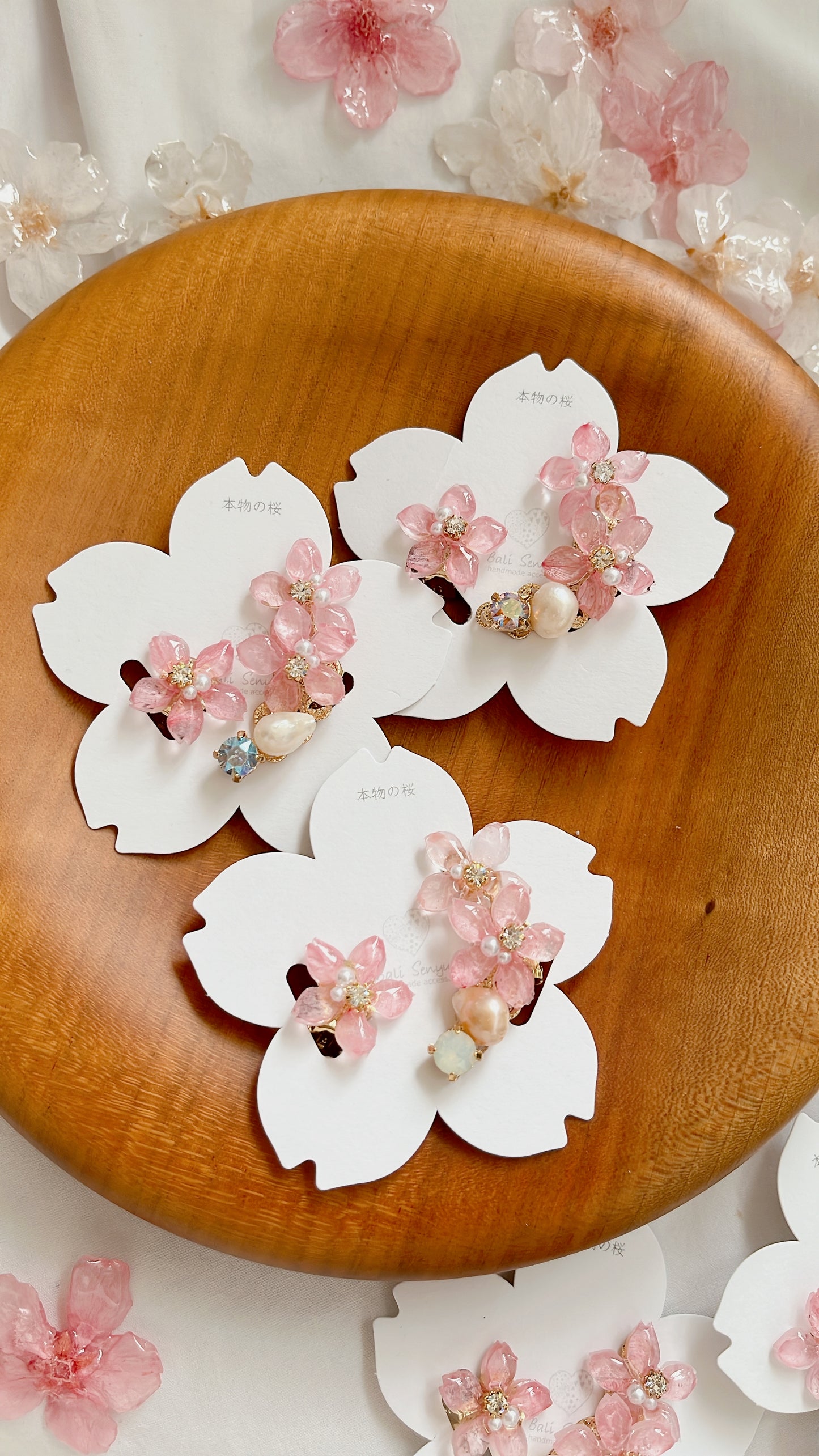 Someiyoshino Double Sakura Earring and Ear Cuff #S028