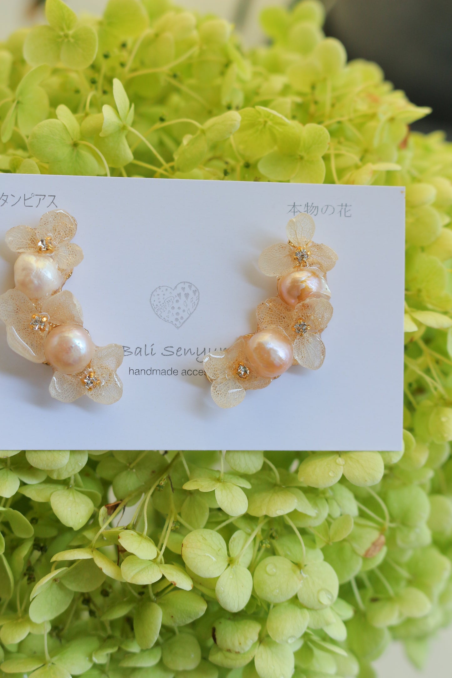 Hanayome Earrings with Pearl - White