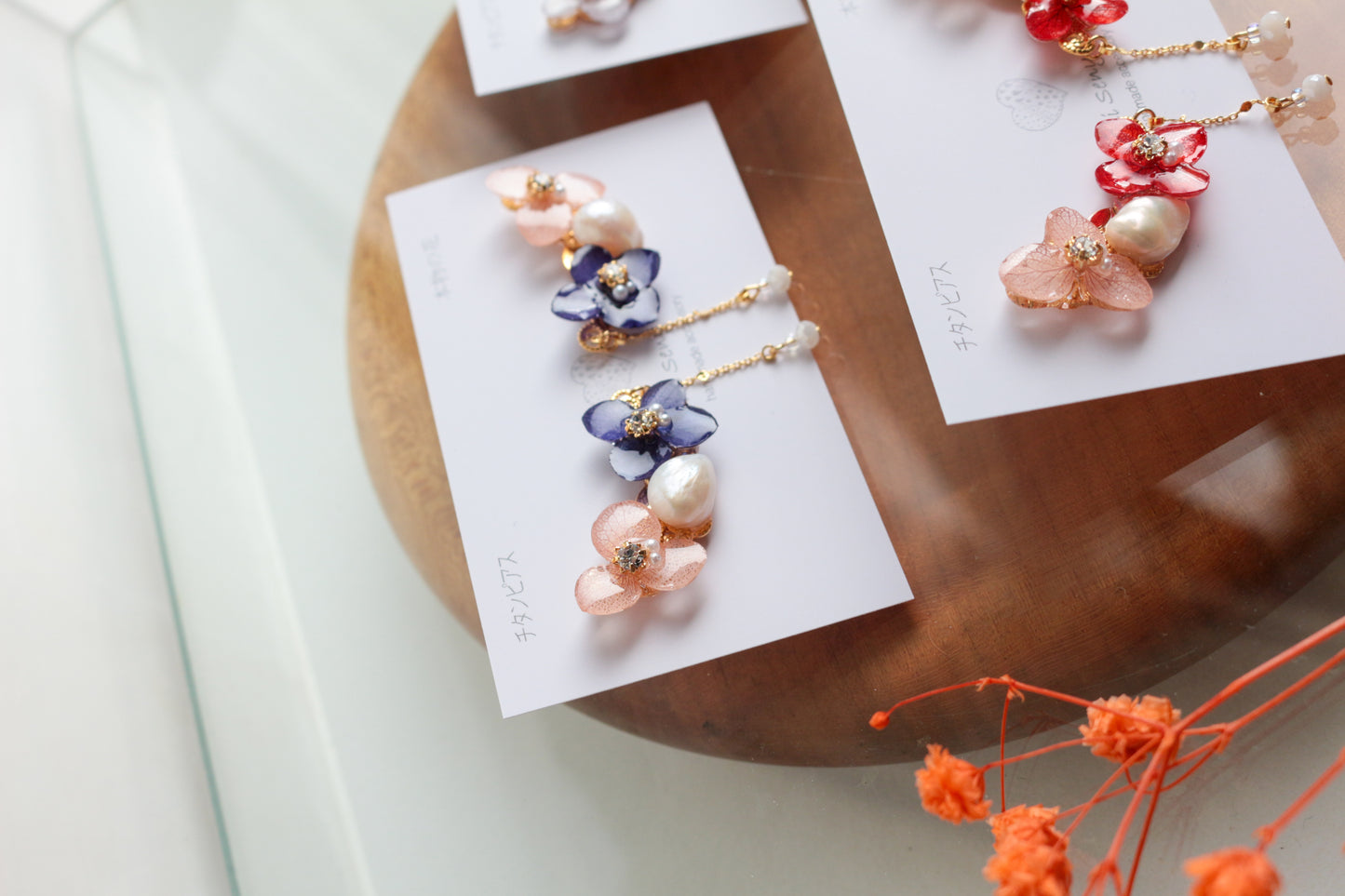 Hydrangea Pearl Flower Earring No.6 Titanium Pierce(ピアス)