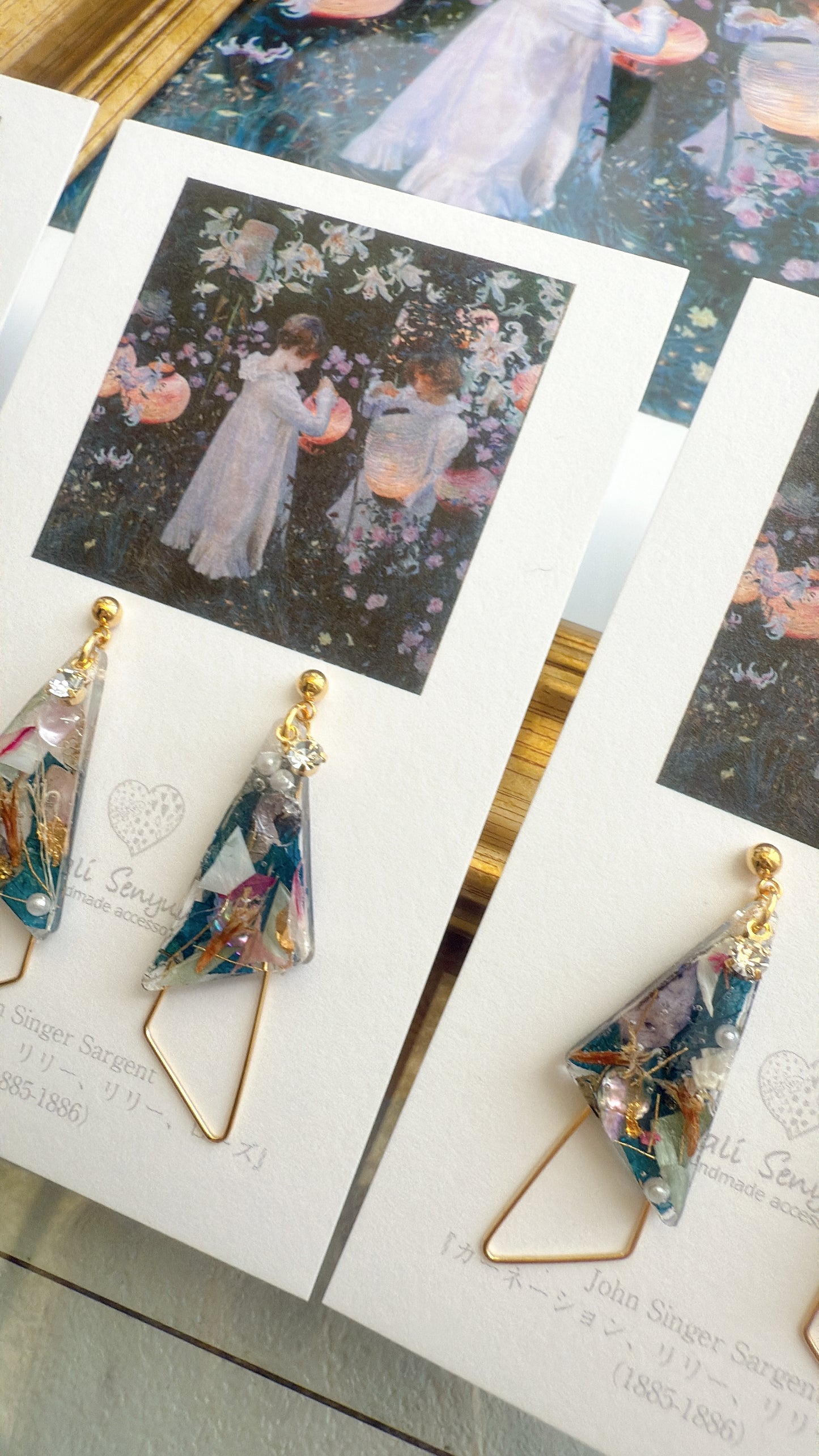 Sargent Inspired Triangular Floral Earrings - No.1