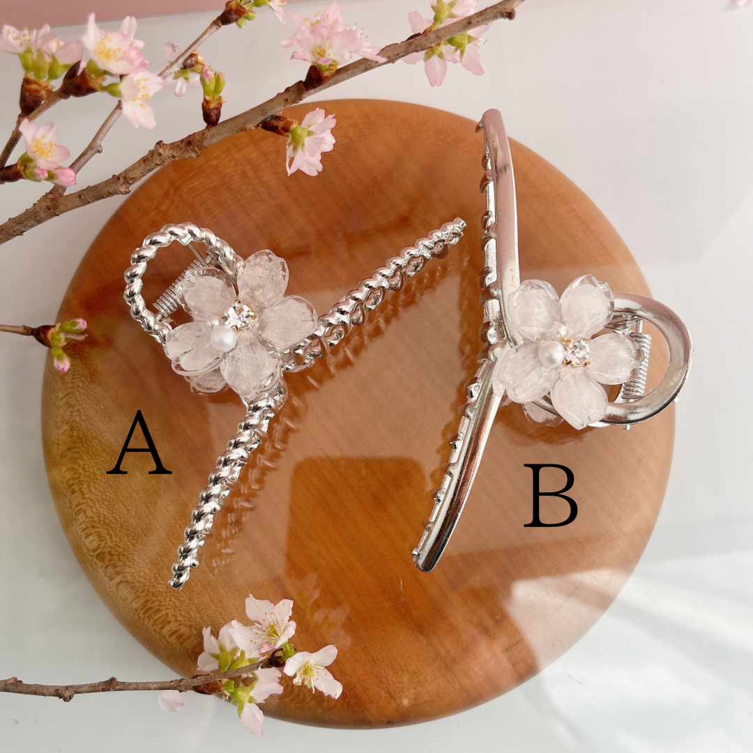 Someiyoshino Sakura Silver Color Hair Clip - White  Big