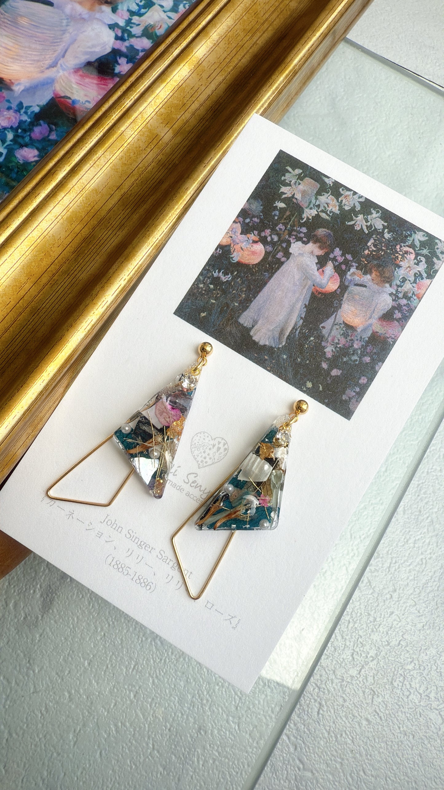 Sargent Inspired Triangular Floral Earrings - No.1