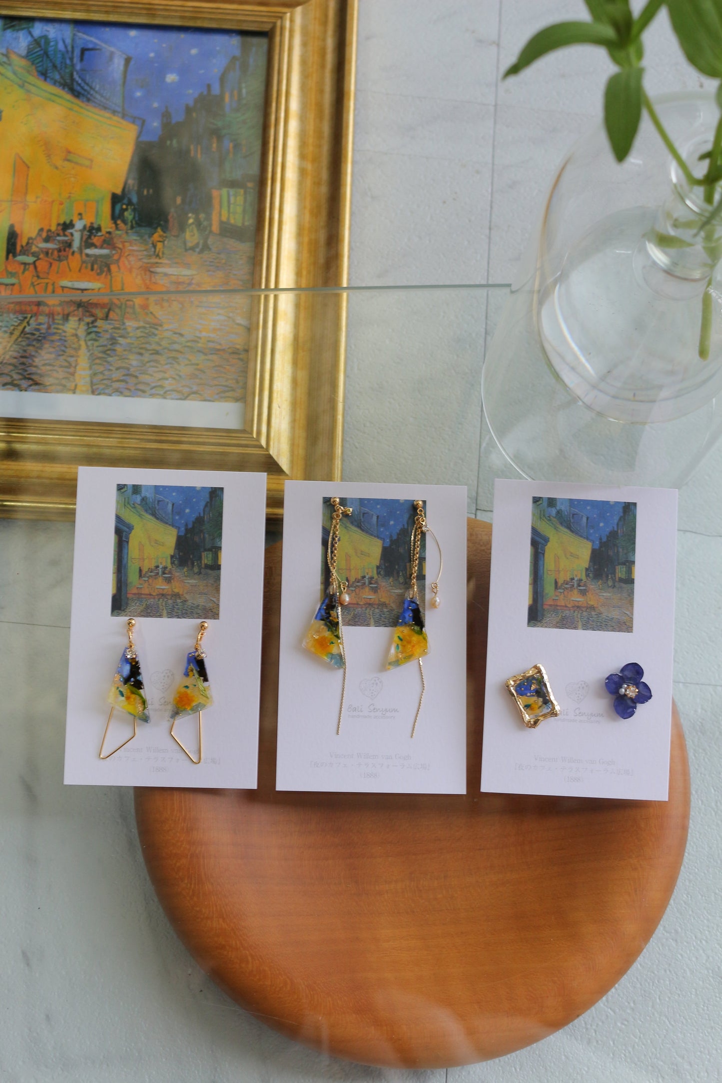 Gogh Inspired Earrings Café Terrace at Night -夜のカフェ・テラスフォーラム広場