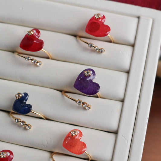 Heart Ring with Three Gems No.1