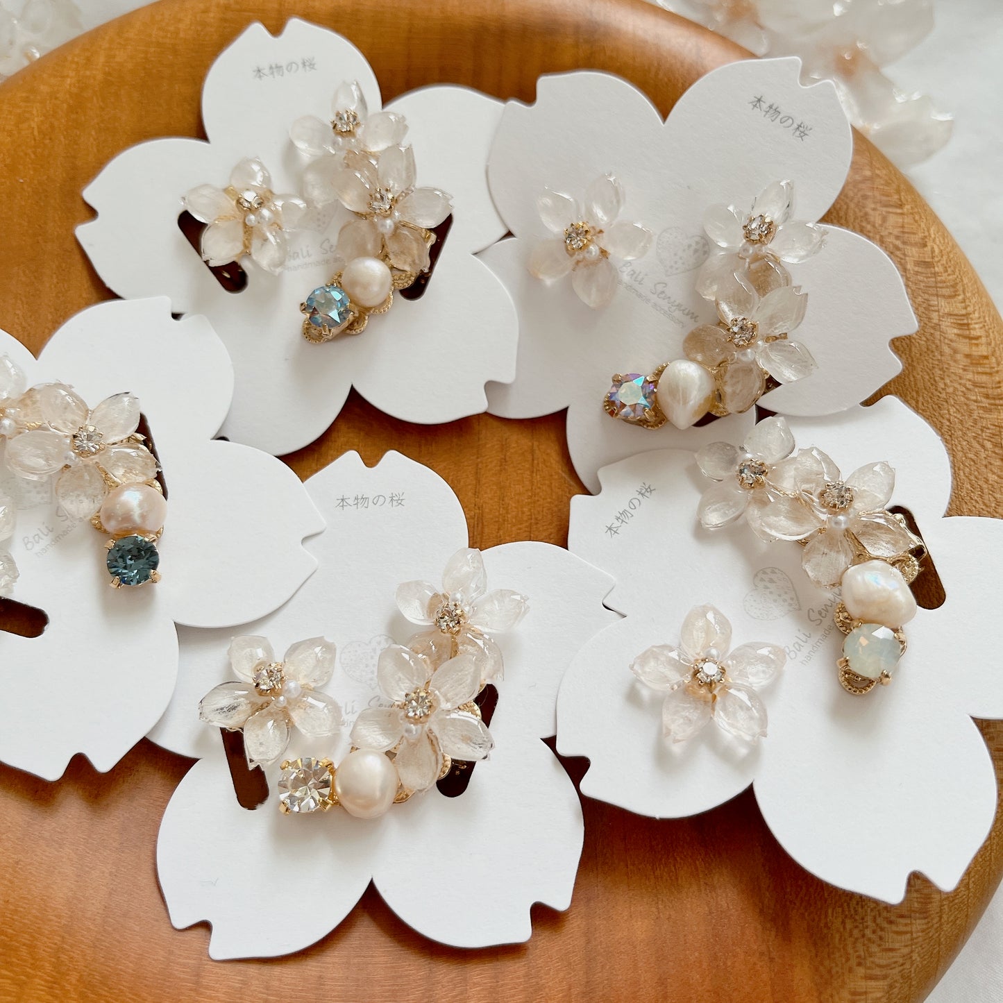 Someiyoshino Double Sakura Earring and Ear Cuff 〜 White #S026