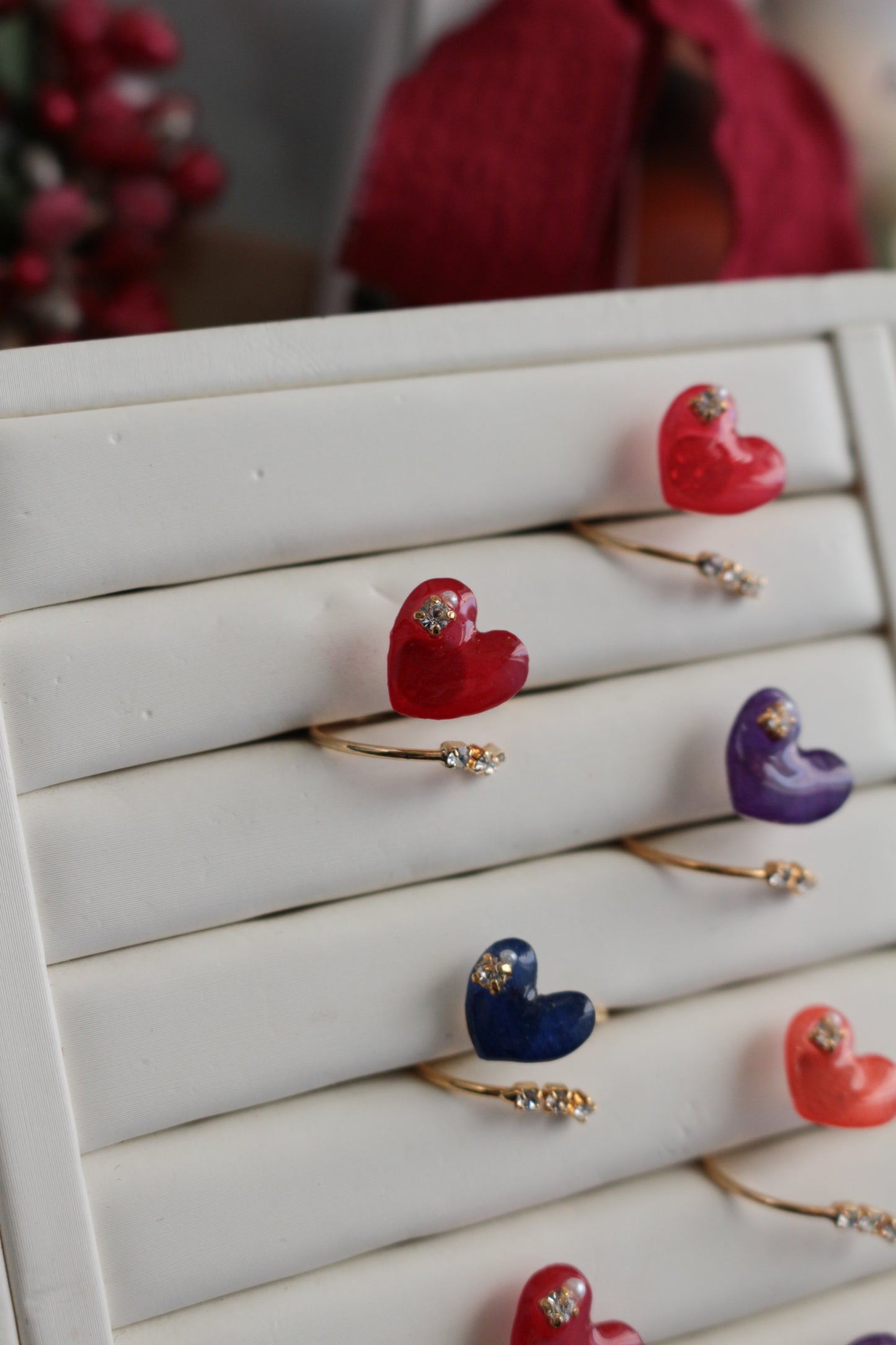 Heart Ring with Three Gems No.1