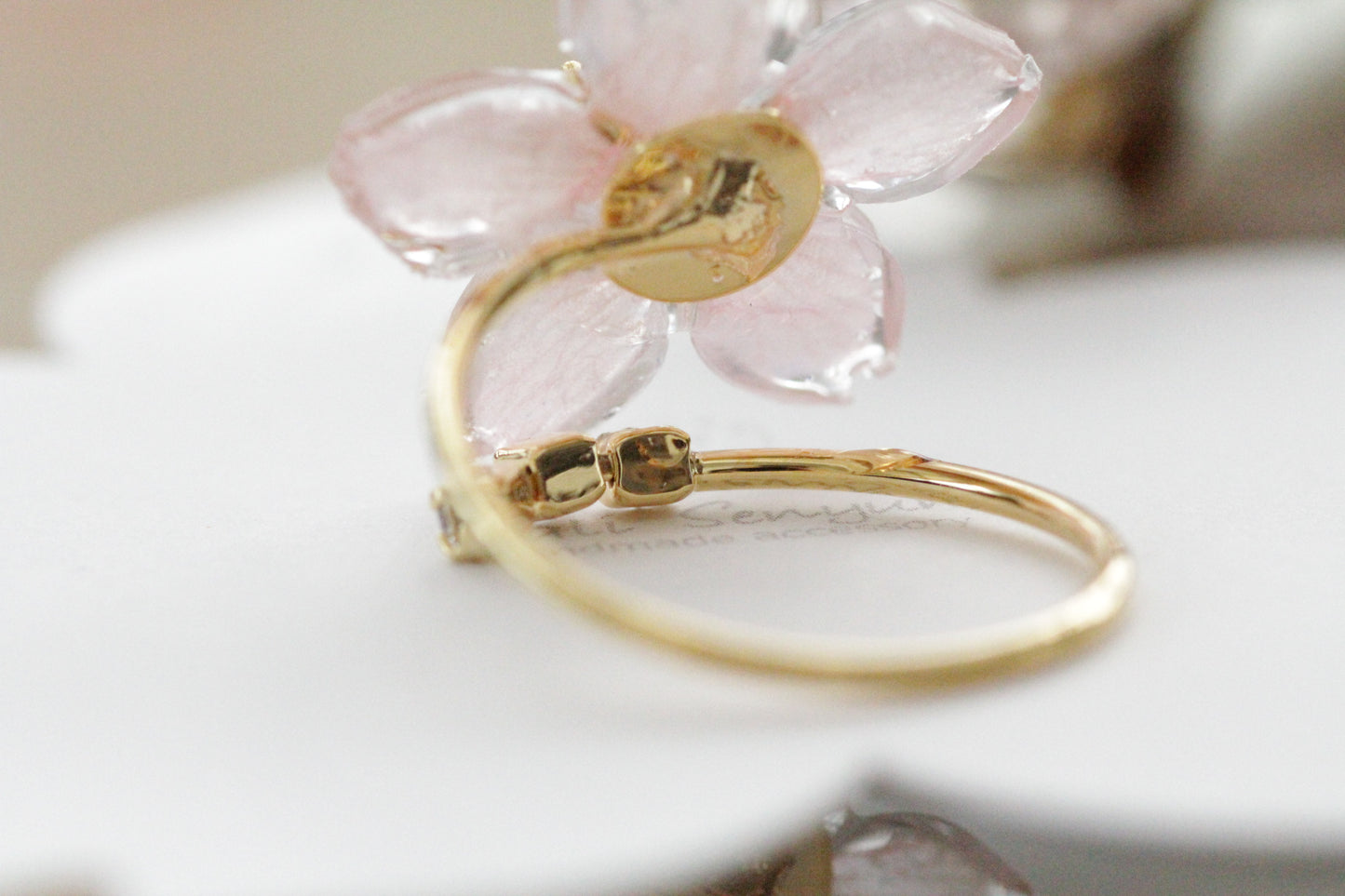 Someiyoshino Sakura Ring with Three Gems NEW