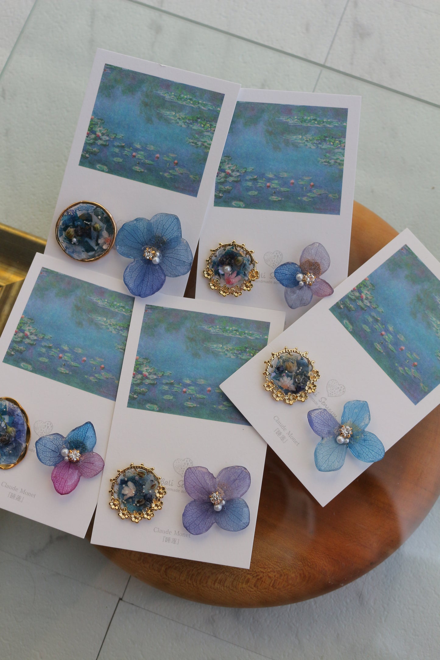 Monet Inspired Flower and Medallion No.11 ピアスTitanium Pierce 睡蓮