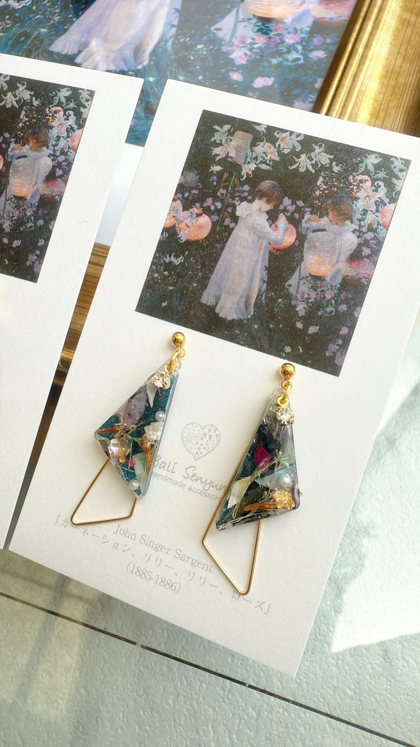 Sargent Inspired Triangular Floral Earrings - No.1