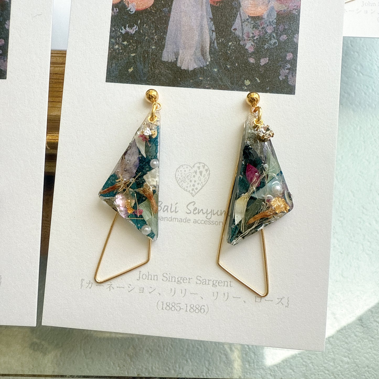 Sargent Inspired Triangular Floral Earrings - No.1