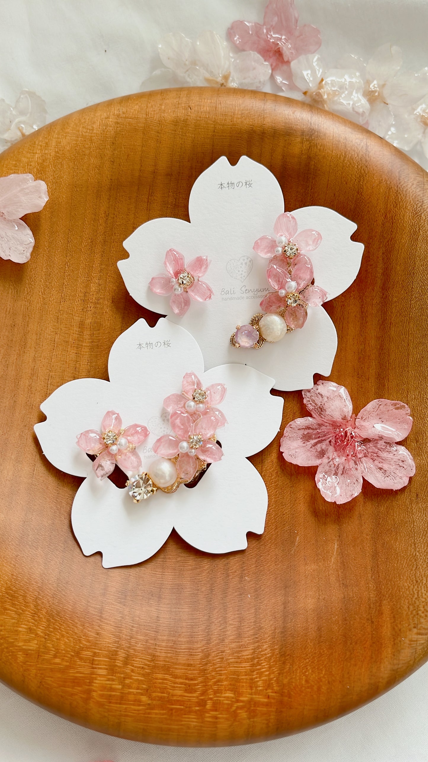 Someiyoshino Double Sakura Earring and Ear Cuff #S028