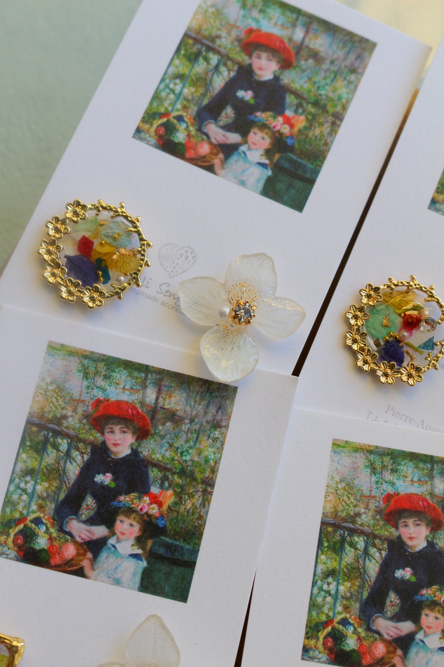 Renoir's Two Sisters Inspired Earrings No.6 イヤリング Clip-on "ふたりの姉妹"