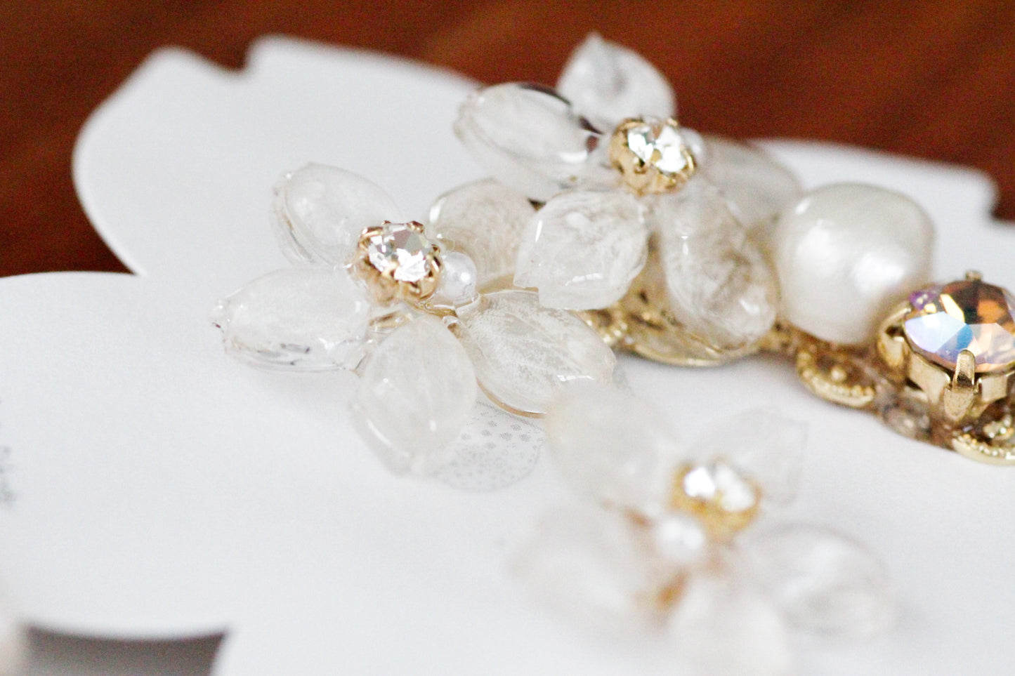 Someiyoshino Double Sakura Earring and Ear Cuff 〜 White #S026