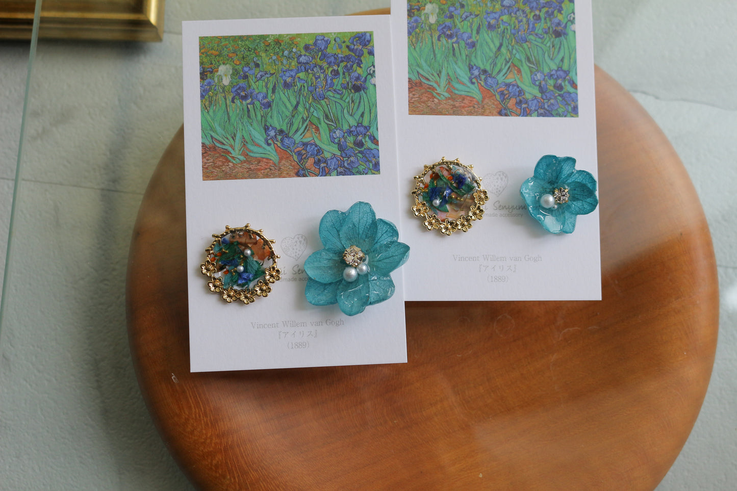Gogh Inspired Flower and Medallion No.2 Titanium Pierceチタンピアス アイリス