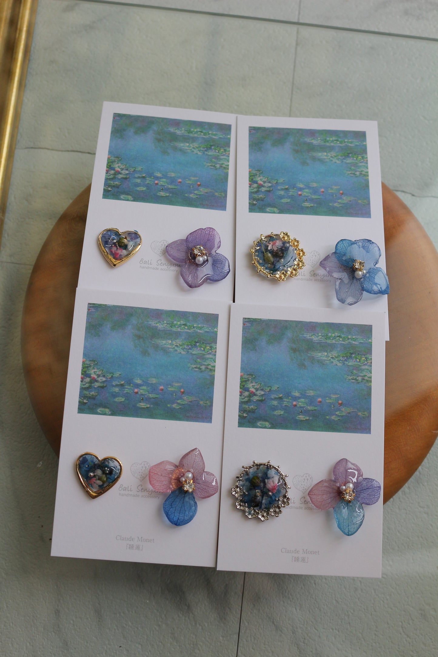 Monet Inspired Flower and Medallion No.9 ピアスTitanium Pierce 睡蓮