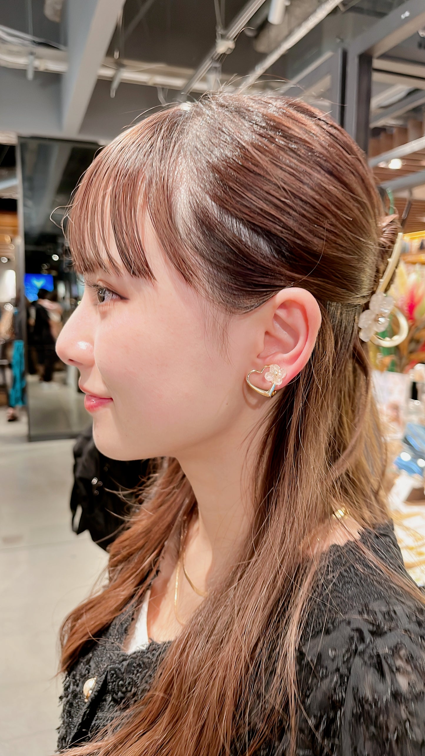 Hydrangea Heart metal 紫陽花 No.7 - Titanium pierce ピアス