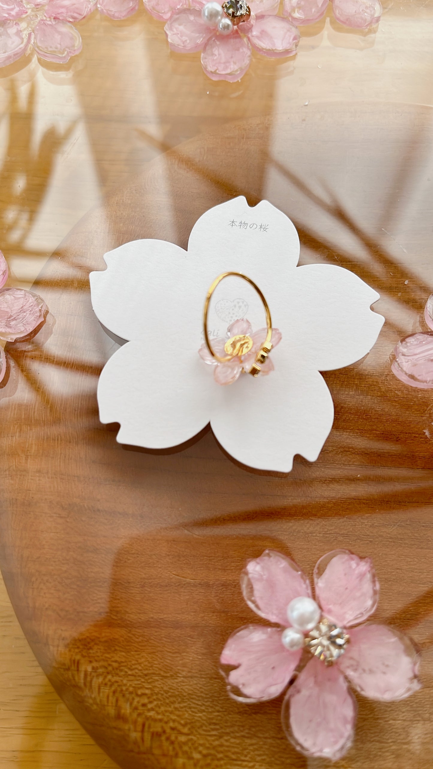 Someiyoshino Sakura Ring with Three Gems NEW