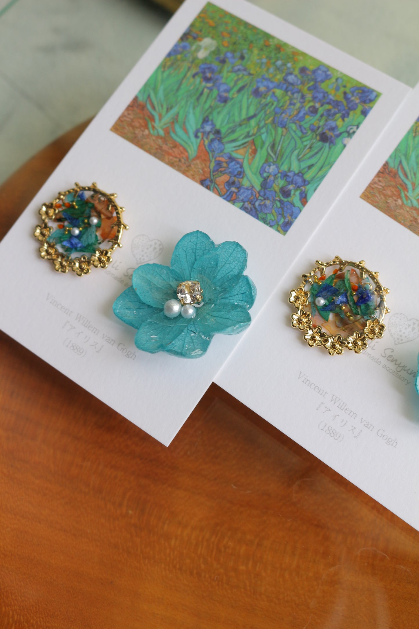 Gogh Inspired Flower and Medallion No.2 Titanium Pierceチタンピアス アイリス