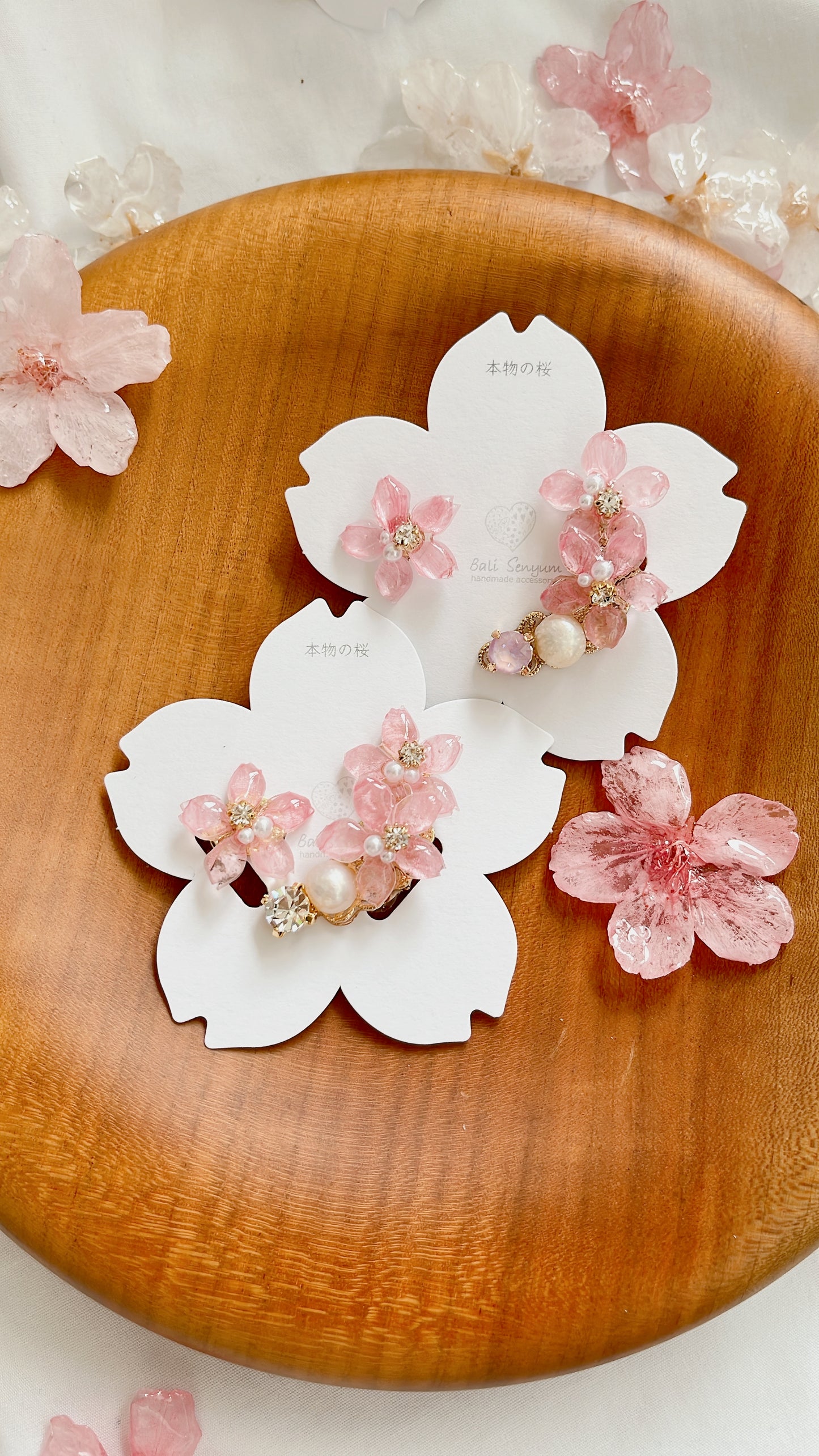 Someiyoshino Double Sakura Earring and Ear Cuff #S028