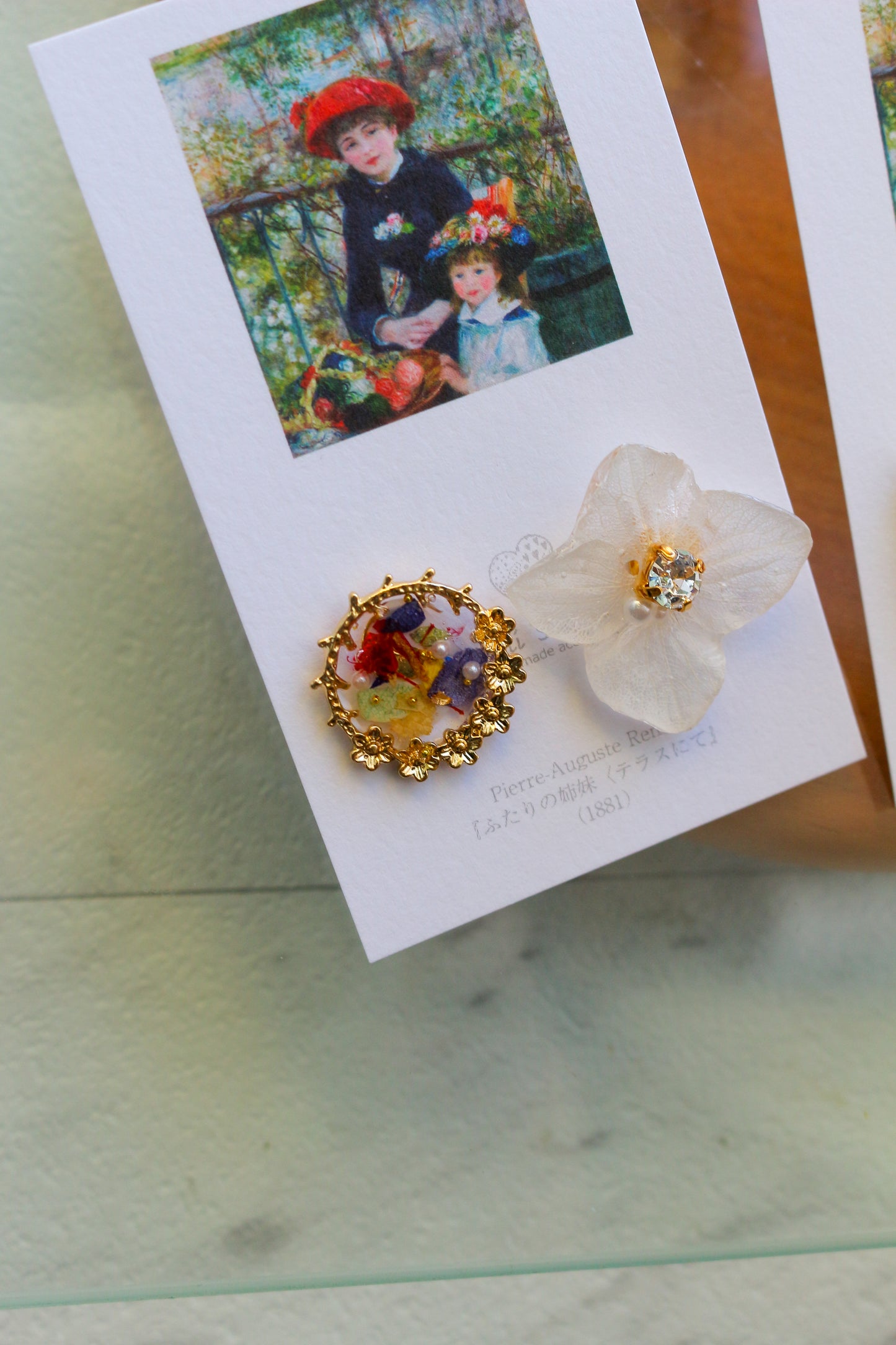 Renoir's Two Sisters Inspired Flower Earrings No.5 ピアスTitanium Pierce "ふたりの姉妹"