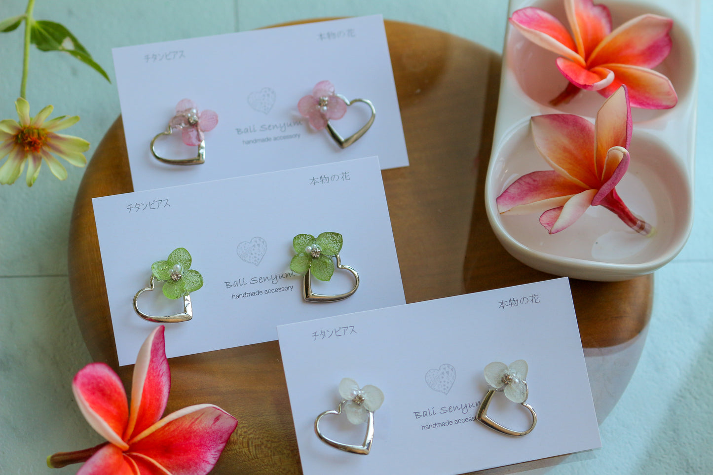 Hydrangea Heart metal 紫陽花 No.6 - Titanium pierce ピアス