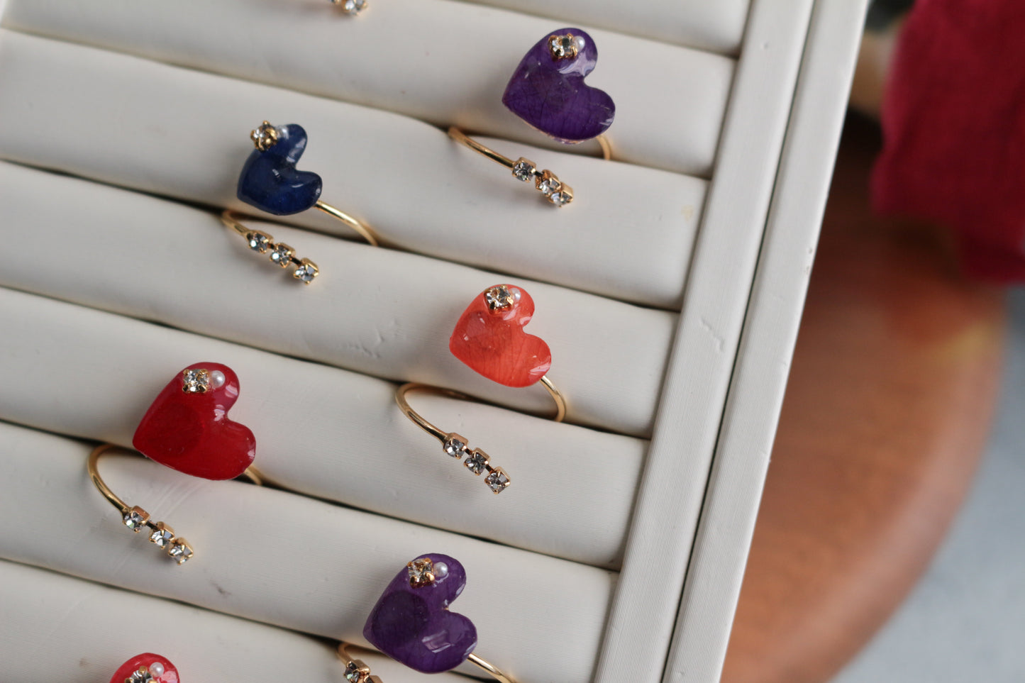 Heart Ring with Three Gems No.1