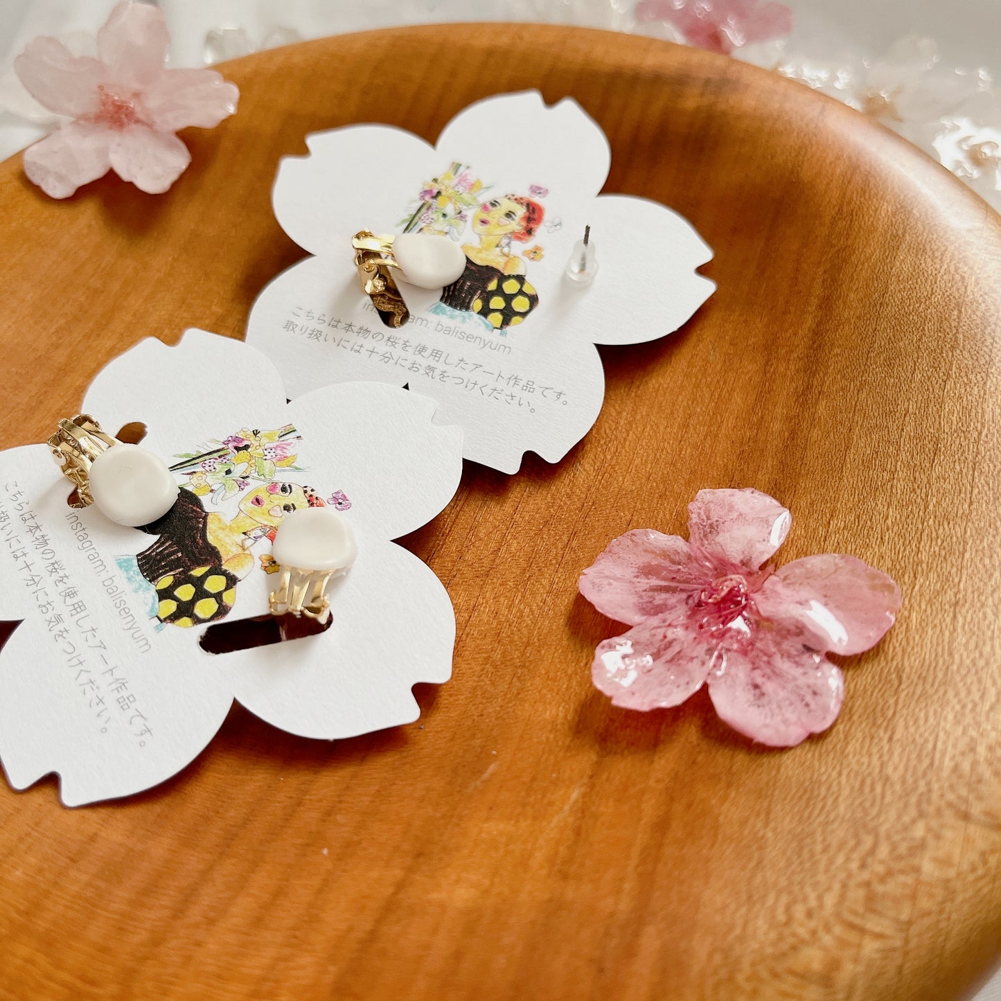 Someiyoshino Double Sakura Earring and Ear Cuff #S028