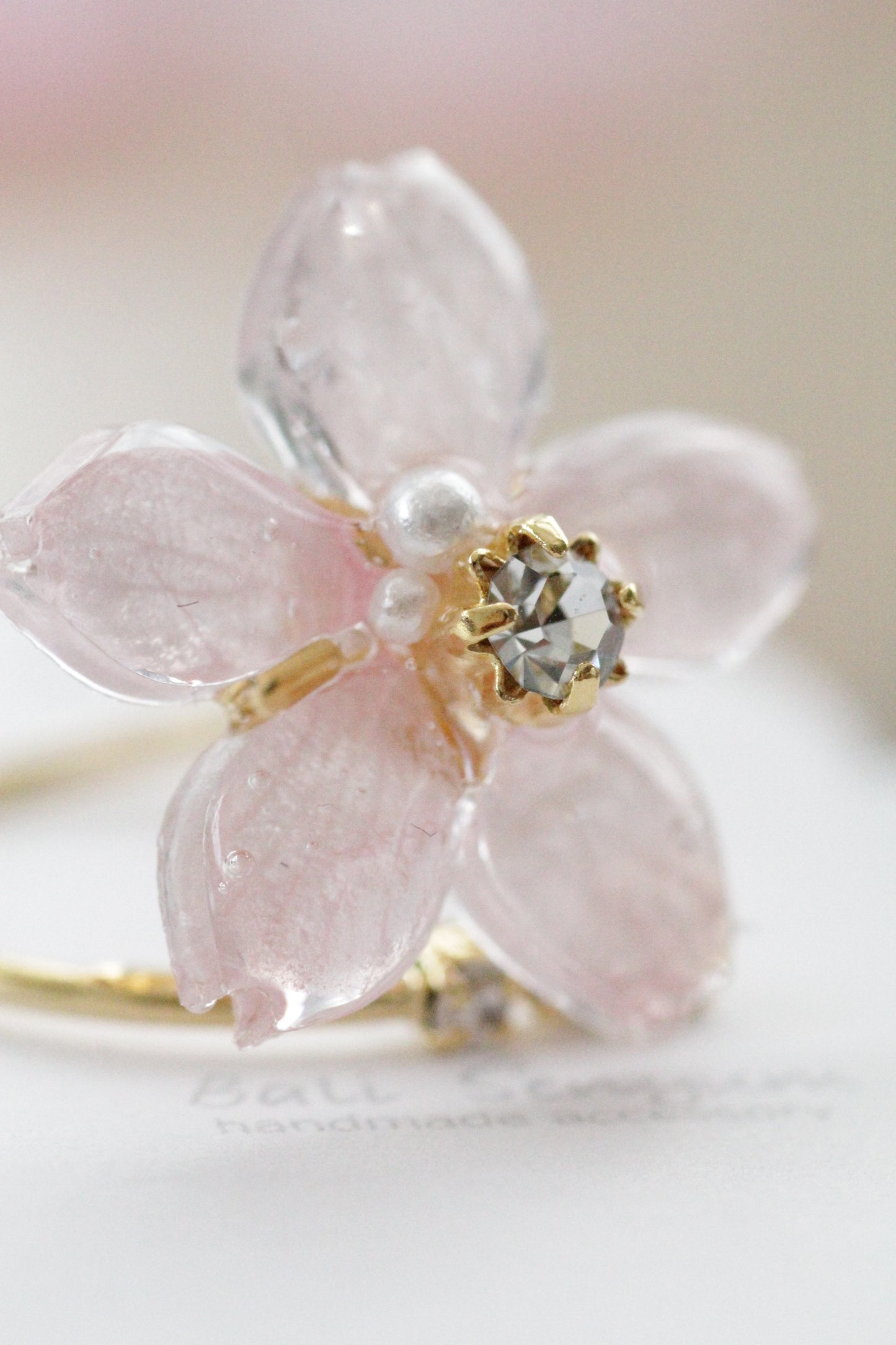 Someiyoshino Sakura Ring with Three Gems NEW