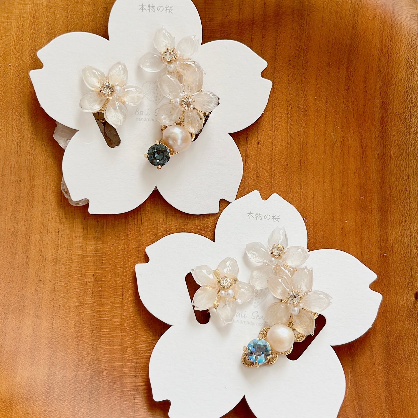 Someiyoshino Double Sakura Earring and Ear Cuff 〜 White #S026